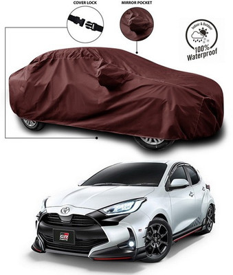 SEBONGO Car Cover For Toyota Yaris (With Mirror Pockets)(Maroon)