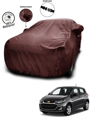 SEBONGO Car Cover For Chevrolet Spark (With Mirror Pockets)(Maroon)