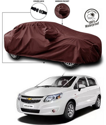 SEBONGO Car Cover For Chevrolet Sail UVA (With Mirror Pockets)(Maroon)