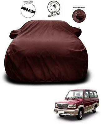 SEBONGO Car Cover For Toyota Qualis (With Mirror Pockets)(Maroon)