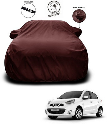 ANTHUB Car Cover For Nissan Micra (With Mirror Pockets)(Maroon)