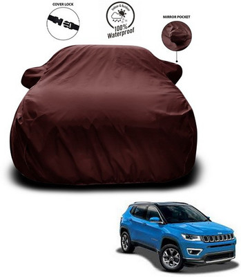ANTHUB Car Cover For Jeep Compass (With Mirror Pockets)(Maroon)