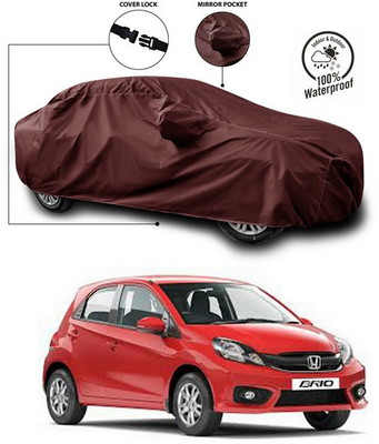 SEBONGO Car Cover For Honda Brio (With Mirror Pockets)(Maroon)