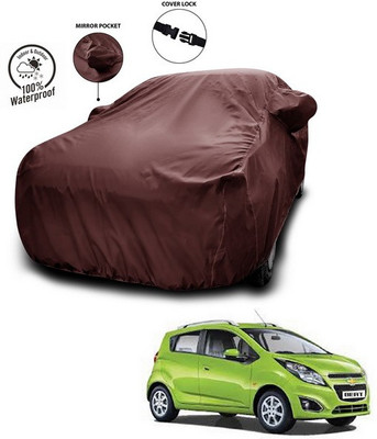 ANTHUB Car Cover For Chevrolet Beat (With Mirror Pockets)(Maroon)