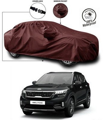 ANTHUB Car Cover For Kia SELTOS (With Mirror Pockets)(Maroon)