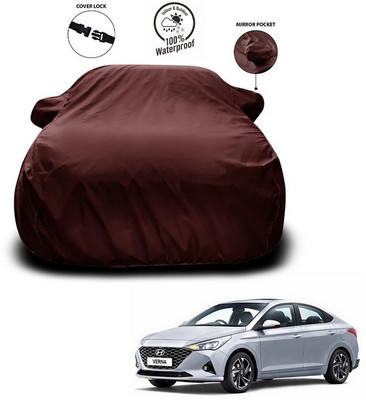 ANTHUB Car Cover For Hyundai Verna Facelift (With Mirror Pockets)(Maroon)