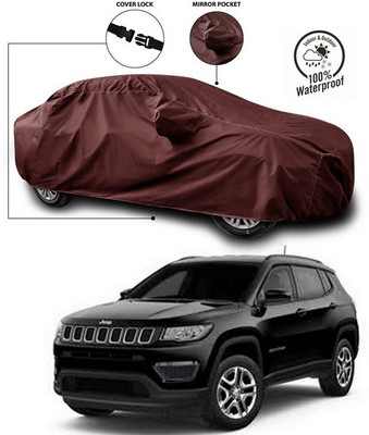 SEBONGO Car Cover For Jeep Compass Facelift (With Mirror Pockets)(Maroon)