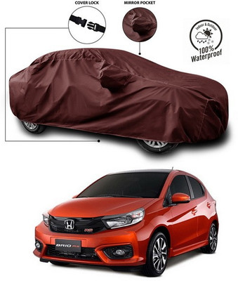 ANTHUB Car Cover For Honda Brio (With Mirror Pockets)(Maroon)