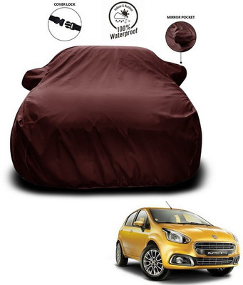 ANTHUB Car Cover For Fiat Punto Evo (With Mirror Pockets)(Maroon)