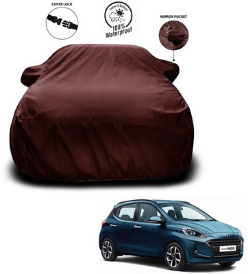 SEBONGO Car Cover For Hyundai Grand i10 (With Mirror Pockets)(Maroon)