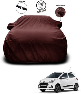 SEBONGO Car Cover For Hyundai Grand i10 (With Mirror Pockets)(Maroon)