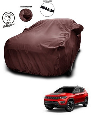 ANTHUB Car Cover For Jeep Compass (With Mirror Pockets)(Maroon)