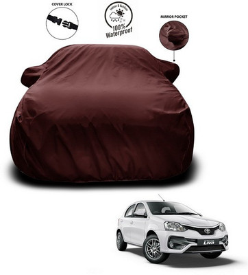 SEBONGO Car Cover For Toyota Etios Liva (With Mirror Pockets)(Maroon)
