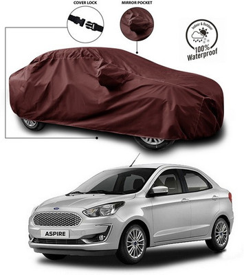 ANTHUB Car Cover For Ford Figo Aspire (With Mirror Pockets)(Maroon)