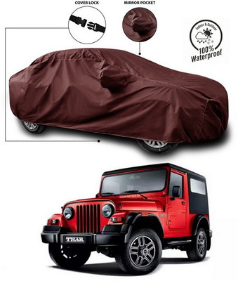 SEBONGO Car Cover For Mahindra Thar (With Mirror Pockets)(Maroon)