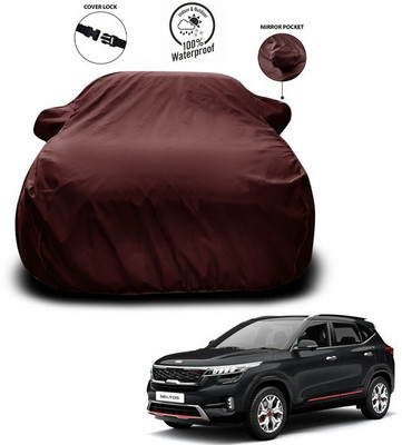 ANTHUB Car Cover For Kia Sonet (With Mirror Pockets)(Maroon)