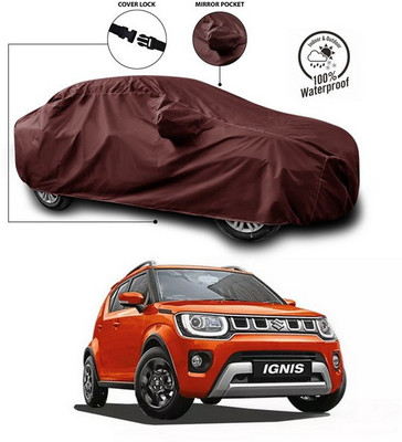 ANTHUB Car Cover For Maruti Suzuki Ignis (With Mirror Pockets)(Maroon)