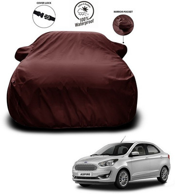 ANTHUB Car Cover For Ford Figo Aspire (With Mirror Pockets)(Maroon)
