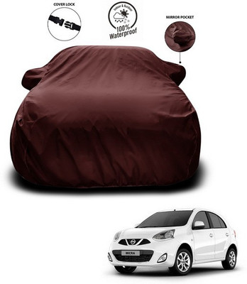 ANTHUB Car Cover For Nissan Micra Active (With Mirror Pockets)(Maroon)