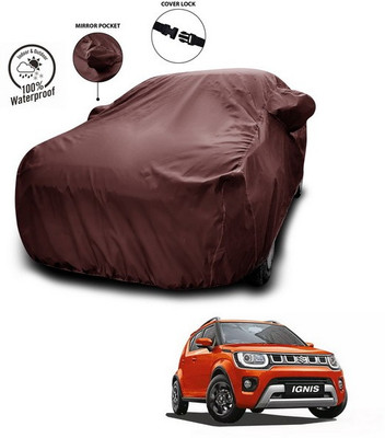 ANTHUB Car Cover For Maruti Suzuki Ignis (With Mirror Pockets)(Maroon)