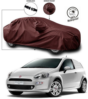 ANTHUB Car Cover For Fiat Punto Evo (With Mirror Pockets)(Maroon)