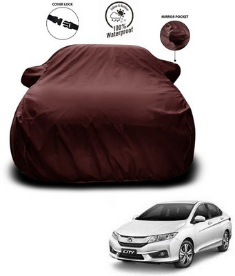 SEBONGO Car Cover For Honda City i-Vtec (With Mirror Pockets)(Maroon)