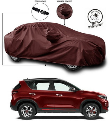 ANTHUB Car Cover For Kia Sonet (With Mirror Pockets)(Maroon)