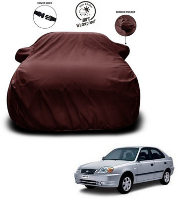 SEBONGO Car Cover For Hyundai Accent Viva (With Mirror Pockets)(Maroon)