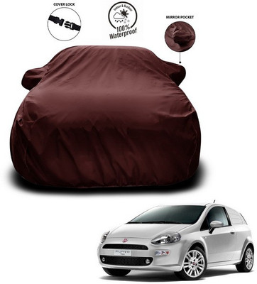 ANTHUB Car Cover For Fiat Punto Evo (With Mirror Pockets)(Maroon)