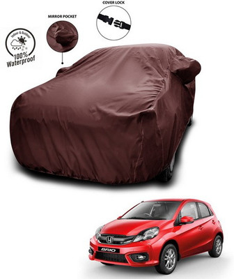 SEBONGO Car Cover For Honda Brio Facelift (With Mirror Pockets)(Maroon)