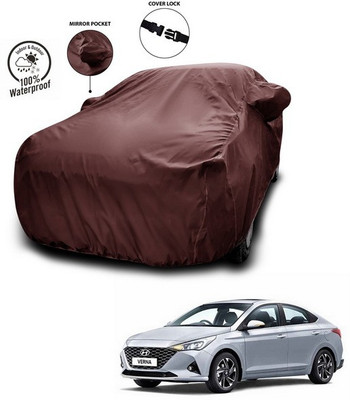 ANTHUB Car Cover For Hyundai Verna Facelift (With Mirror Pockets)(Maroon)