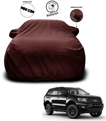 ANTHUB Car Cover For Ford Endeavour (With Mirror Pockets)(Maroon)