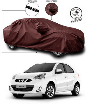 ANTHUB Car Cover For Nissan Micra (With Mirror Pockets)(Maroon)
