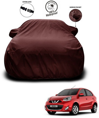 ANTHUB Car Cover For Nissan Micra (With Mirror Pockets)(Maroon)