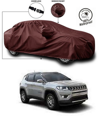 ANTHUB Car Cover For Jeep Compass (With Mirror Pockets)(Maroon)