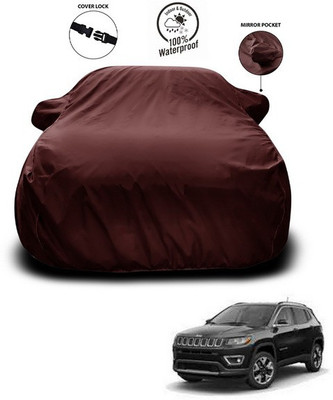 ANTHUB Car Cover For Jeep Compass (With Mirror Pockets)(Maroon)