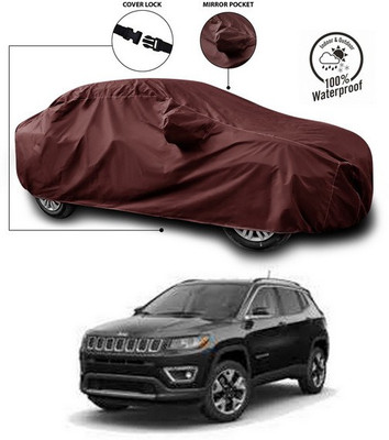 ANTHUB Car Cover For Jeep Compass (With Mirror Pockets)(Maroon)