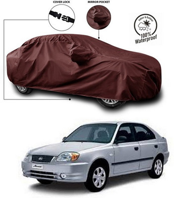 SEBONGO Car Cover For Hyundai Accent Viva (With Mirror Pockets)(Maroon)