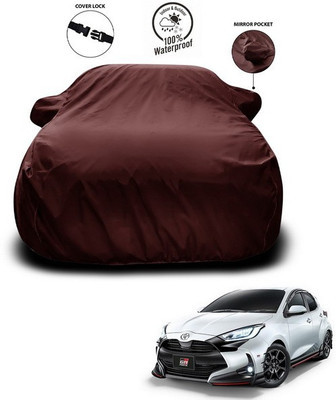 ANTHUB Car Cover For Toyota Yaris (With Mirror Pockets)(Maroon)