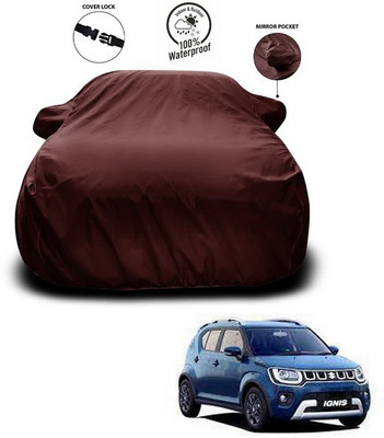 ANTHUB Car Cover For Maruti Suzuki Ignis (With Mirror Pockets)(Maroon)