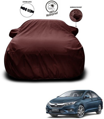 SEBONGO Car Cover For Honda City i-Vtec (With Mirror Pockets)(Maroon)