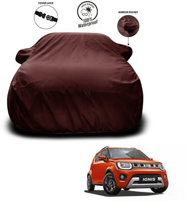 ANTHUB Car Cover For Maruti Suzuki Ignis (With Mirror Pockets)(Maroon)