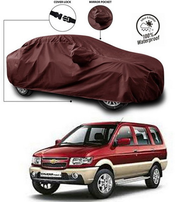 SEBONGO Car Cover For Chevrolet Tavera (With Mirror Pockets)(Maroon)