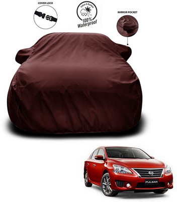 ANTHUB Car Cover For Nissan Pulsar (With Mirror Pockets)(Maroon)