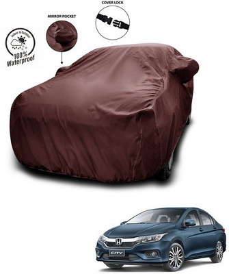 SEBONGO Car Cover For Honda City i-Vtec (With Mirror Pockets)(Maroon)