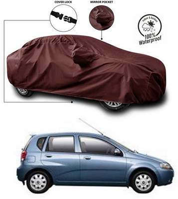 ANTHUB Car Cover For Chevrolet Aveo Uva (With Mirror Pockets)(Maroon)