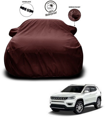 ANTHUB Car Cover For Jeep Compass (With Mirror Pockets)(Maroon)