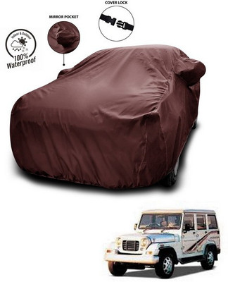 SEBONGO Car Cover For Mahindra Marshal (With Mirror Pockets)(Maroon)