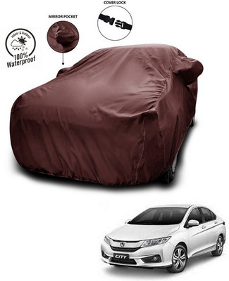 SEBONGO Car Cover For Honda City i-Vtec (With Mirror Pockets)(Maroon)