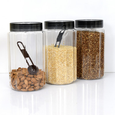 KUBER INDUSTRIES Plastic Grocery Container  - 1500 ml(Pack of 3, Grey)